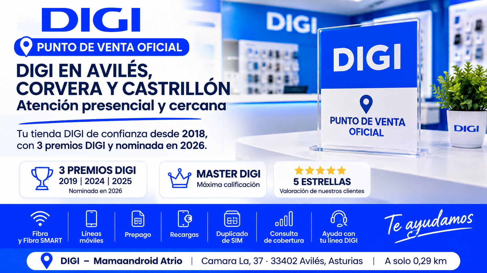 DIGI en Avilés, Corvera y Castrillón con atención presencial en Mamaandroid