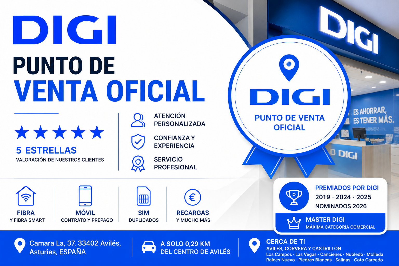 Punto de venta oficial DIGI en Avilés con atención personalizada