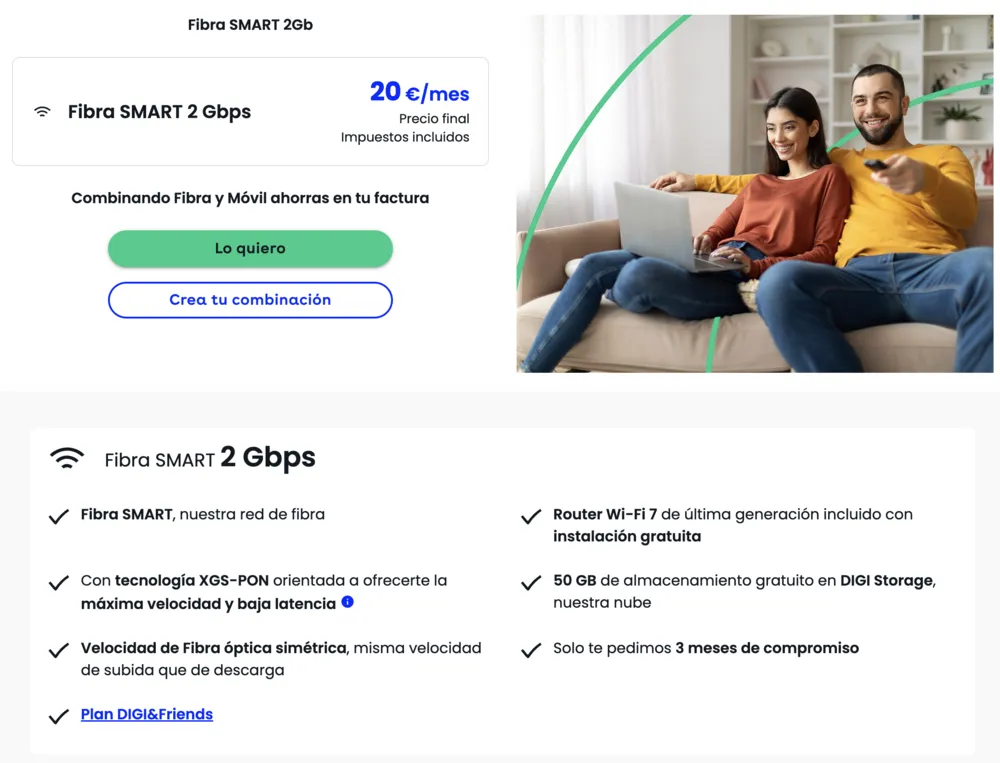 Fibra SMART 2 Gbps de DIGI